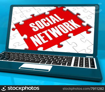 . Social Network On Laptop Showing Online Communications And Global Interactions
