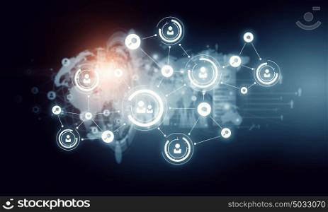 Social networking scheme. Background image with web social connection concept