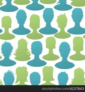 Social silhouettes seamless pattern, vector, EPS8