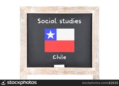 Social studies with flag on board