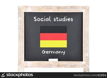 Social studies with flag on board