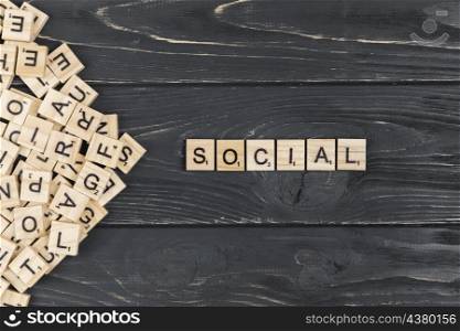 social word wooden background