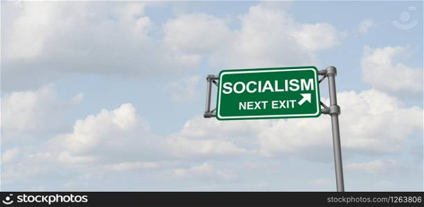 Socialism and socialist government as a liberal policy agenda political system and political economic leftist or left leaning idea concept as a 3D illustration.