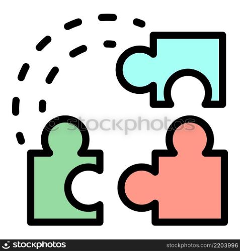 Sociology puzzle icon. Outline sociology puzzle vector icon color flat isolated. Sociology puzzle icon color outline vector