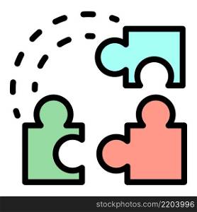 Sociology puzzle icon. Outline sociology puzzle vector icon color flat isolated. Sociology puzzle icon color outline vector