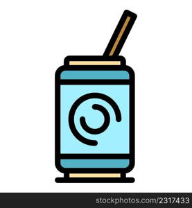 Soda icon. Outline soda vector icon color flat isolated. Soda icon color outline vector