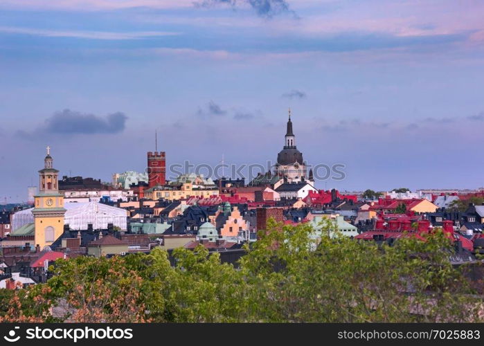 Sodermalm with Church of Catherine in the Old Town in Stockholm , capital of Sweden. Sodermalm in Stockholm, Sweden