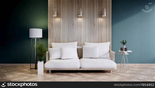 Sofa furniture and mockup modern blue room design minimal.3D rendering