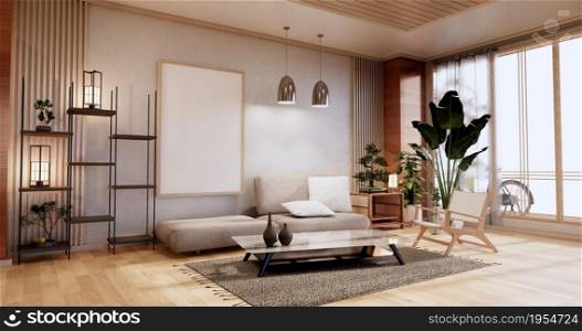 Sofa furniture, modern room japanese design,minimal.3D rendering