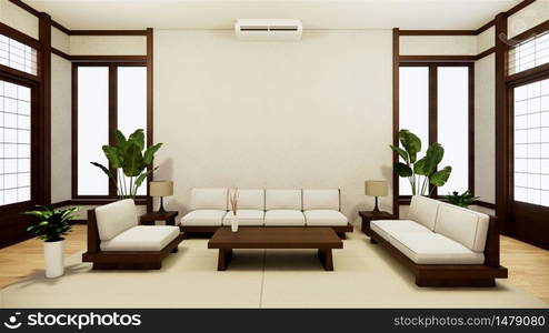 Sofa japanese style on room japan and the white backdrop provides a window for editing.3d rendering