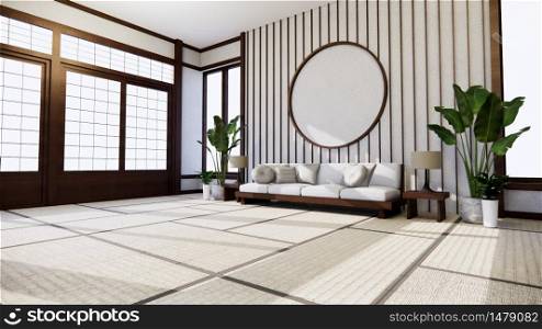 Sofa japanese style on room japan and the white backdrop provides a window for editing.3d rendering