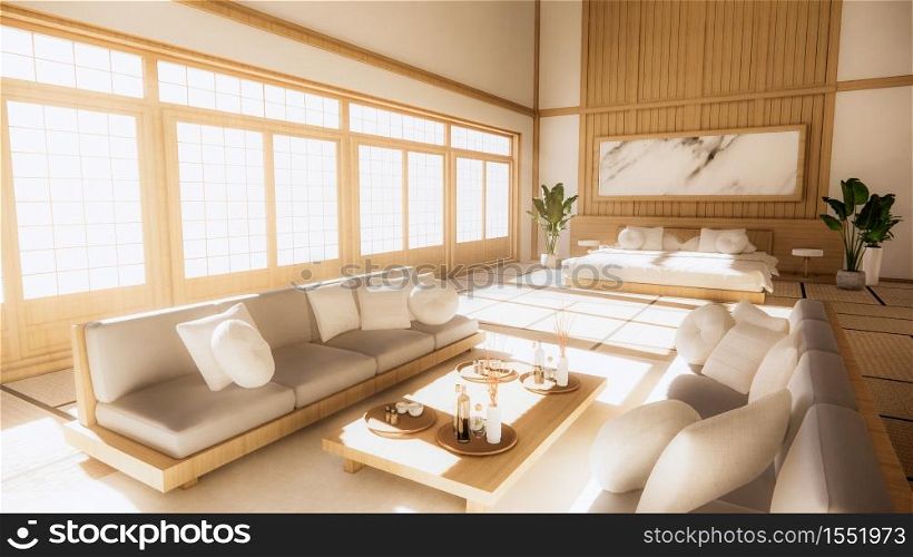 Sofa japanese style on room japan and the white backdrop provides a window for editing.3D rendering