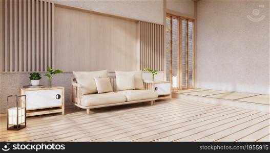 Sofa on room japan tropical desing .3D rendering