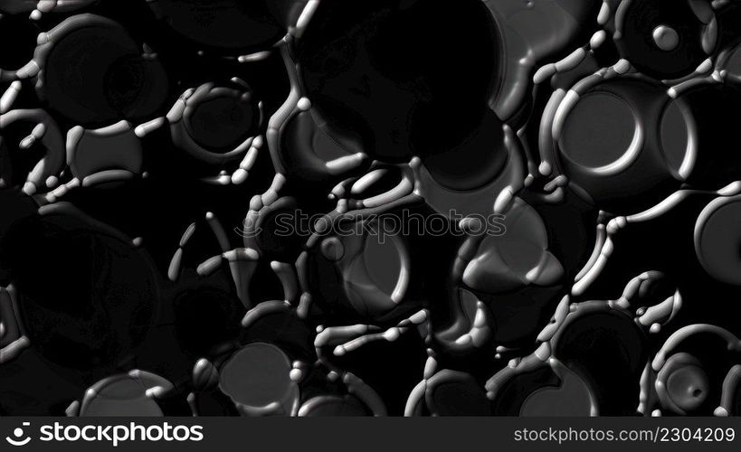 Soft 3d render textures with varying gradients and geometric shapes. Liquid metal spreading on mercury surface. Traces of oil paint on water with smooth blur. Soft 3d render textures with varying gradients and geometric shapes. Liquid metal spreading on mercury surface. Traces of oil paint on water with smooth blur.. Abstract smooth black background