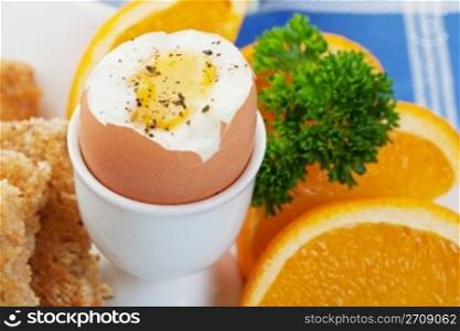 Soft-Boiled eggs with toast for dipping. A popular European breakfast.