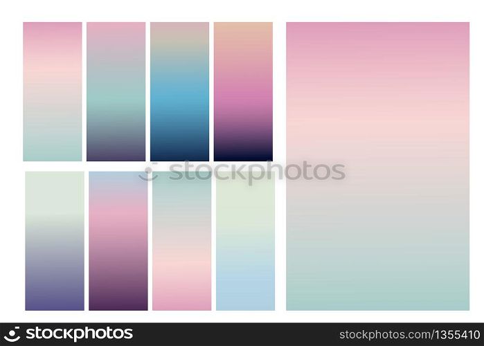 Soft collection of Gradient color background design,Creative pastel vibrant colour set for greeting card, flyer, invitation, poster,brochure, banner, calendar and holiday,Sweet Multicolour background.