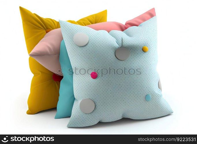 Soft colorful pillows illustration. AI generative.