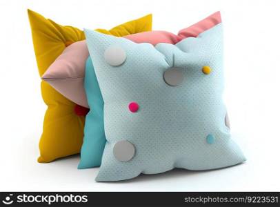 Soft colorful pillows illustration. AI generative.