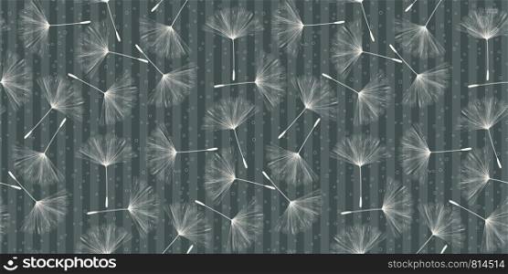 Soft gray background pattern with dandelion seeds. All over print vector pattern for design