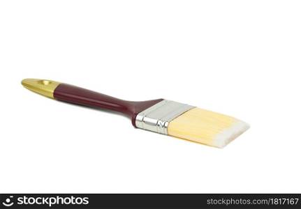soft paint brush on wooden handle isolated on white background