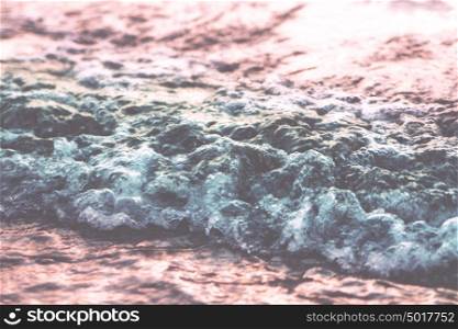 Soft Sea Swash Wave On A Beach At Sunset