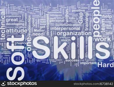 Soft skills background concept. Background concept wordcloud illustration of soft skills international