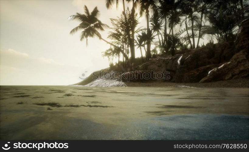 Soft twilight of the amazing tropical marine beach