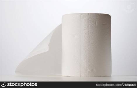 Soft white paper towel on a white background, disposable kitchen towel