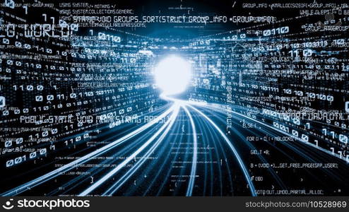 Software development, application programming code and tacit computer coding . Concept of smart digital transformation and technology disruption that changes global trends in new information era .. Software development, application programming code and tacit computer coding