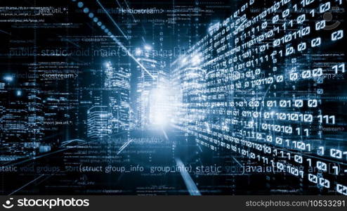 Software development, application programming code and tacit computer coding . Concept of smart digital transformation and technology disruption that changes global trends in new information era .. Software development, application programming code and tacit computer coding