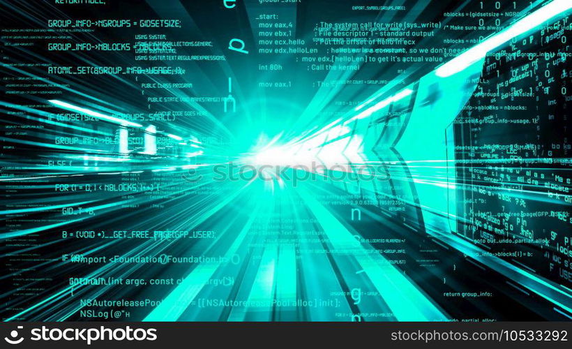 Software development, application programming code and tacit computer coding . Concept of smart digital transformation and technology disruption that changes global trends in new information era .. Software development, application programming code and tacit computer coding