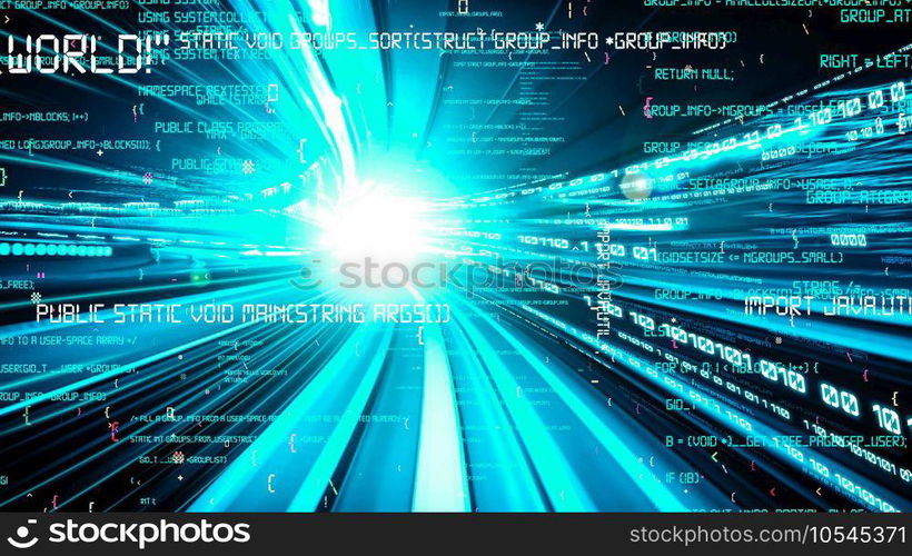 Software development, application programming code and tacit computer coding . Concept of smart digital transformation and technology disruption that changes global trends in new information era .. Software development, application programming code and tacit computer coding