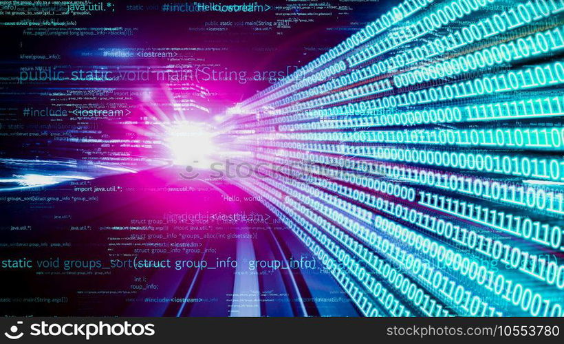 Software development, application programming code and tacit computer coding . Concept of smart digital transformation and technology disruption that changes global trends in new information era .. Software development, application programming code and tacit computer coding