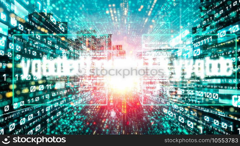 Software development, application programming code and tacit computer coding . Concept of smart digital transformation and technology disruption that changes global trends in new information era .. Software development, application programming code and tacit computer coding