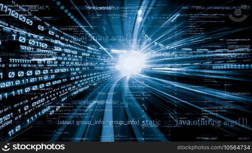 Software development, application programming code and tacit computer coding . Concept of smart digital transformation and technology disruption that changes global trends in new information era .. Software development, application programming code and tacit computer coding