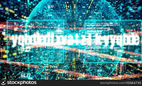 Software development, application programming code and tacit computer coding . Concept of smart digital transformation and technology disruption that changes global trends in new information era .. Software development, application programming code and tacit computer coding
