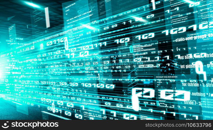 Software development, application programming code and tacit computer coding . Concept of smart digital transformation and technology disruption that changes global trends in new information era .. Software development, application programming code and tacit computer coding