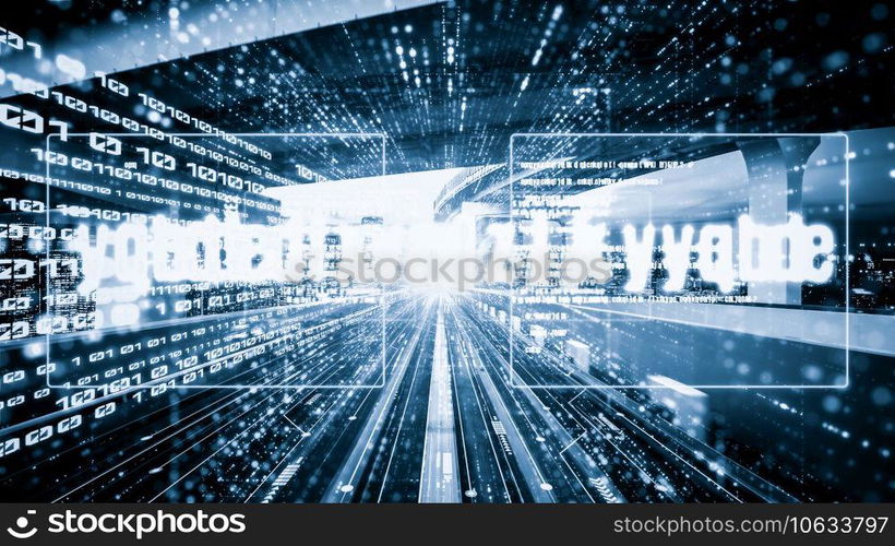 Software development, application programming code and tacit computer coding . Concept of smart digital transformation and technology disruption that changes global trends in new information era .. Software development, application programming code and tacit computer coding