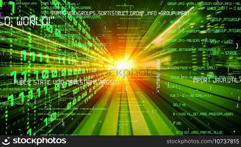 Software development, application programming code and tacit computer coding . Concept of smart digital transformation and technology disruption that changes global trends in new information era .. Software development, application programming code and tacit computer coding