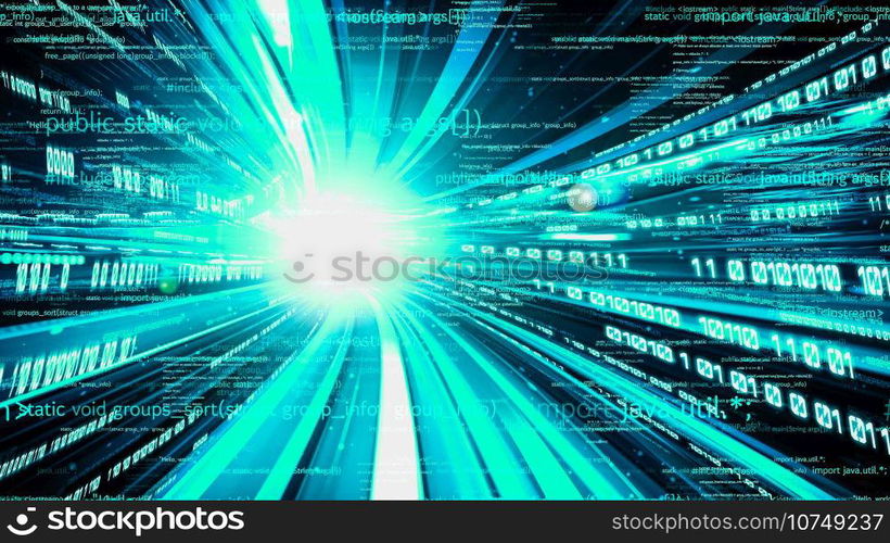 Software development, application programming code and tacit computer coding . Concept of smart digital transformation and technology disruption that changes global trends in new information era .. Software development, application programming code and tacit computer coding