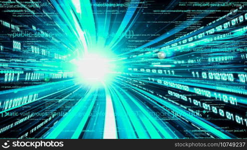 Software development, application programming code and tacit computer coding . Concept of smart digital transformation and technology disruption that changes global trends in new information era .. Software development, application programming code and tacit computer coding