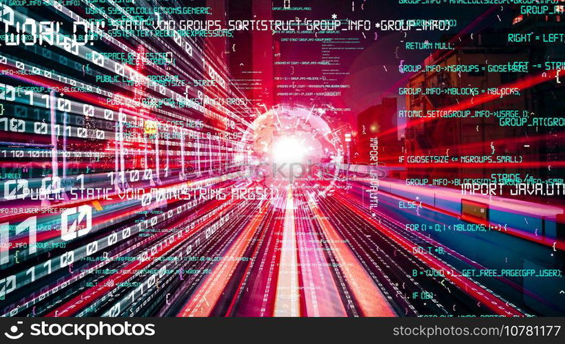 Software development, application programming code and tacit computer coding . Concept of smart digital transformation and technology disruption that changes global trends in new information era .. Software development, application programming code and tacit computer coding