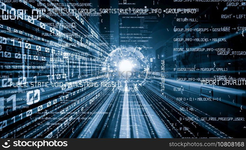 Software development, application programming code and tacit computer coding . Concept of smart digital transformation and technology disruption that changes global trends in new information era .. Software development, application programming code and tacit computer coding