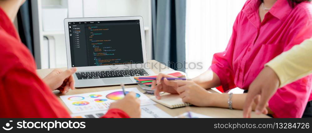 Software development programming on computer screen for brisk application and program coding. Software development programming on computer screen for brisk application
