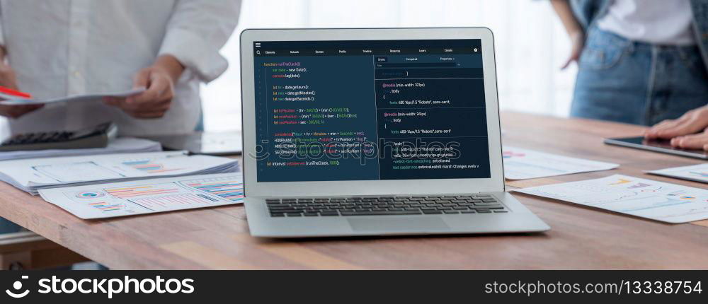 Software development programming on computer screen for brisk application and program coding. Software development programming on computer screen for brisk application
