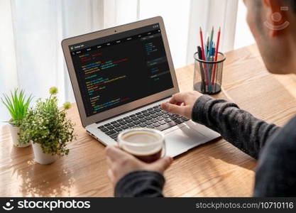 Software development programming on computer screen for modish application and program coding. Software development programming on computer screen for modish application