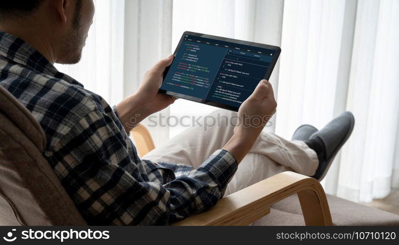 Software development programming on computer screen for modish application and program coding. Software development programming on computer screen for modish application