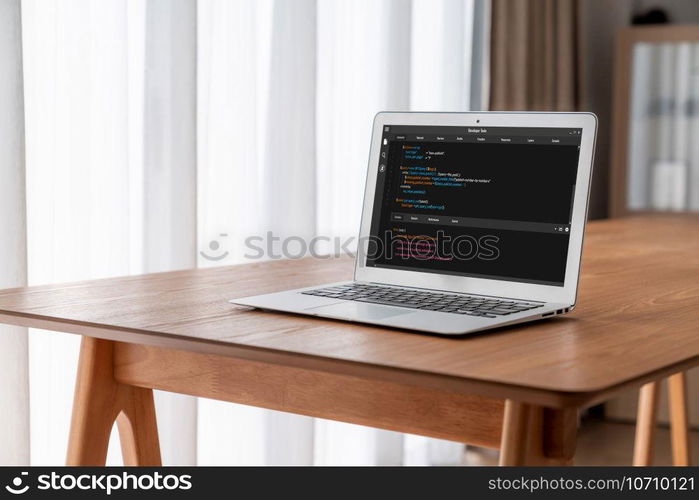 Software development programming on computer screen for modish application and program coding. Software development programming on computer screen for modish application