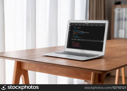 Software development programming on computer screen for modish application and program coding. Software development programming on computer screen for modish application