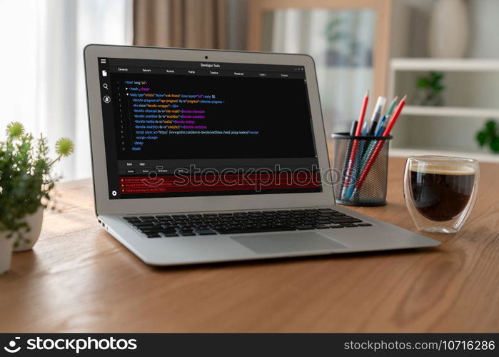 Software development programming on computer screen for modish application and program coding. Software development programming on computer screen for modish application